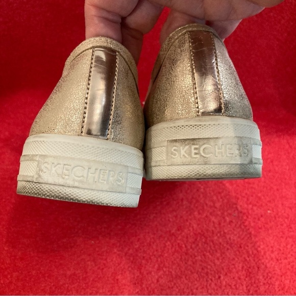 SKECHERS Sz 8 Rise Gold Pearls  Slip On White Rubber Sole SN801 Loafers Shoes - Picture 8 of 11